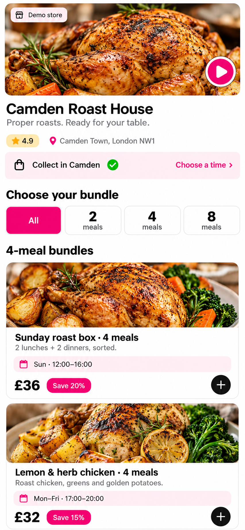 Camden Roast House — sample London menu